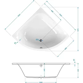 Calmwaters Eckbadewanne Modern Small 2 120 x 120 cm (02SL2970)
