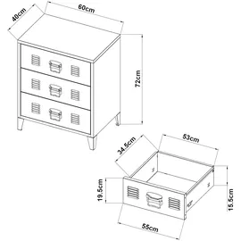 [en.casa] Hämeenlinna Schubladenschrank 60 x 40 x 72 cm Lila