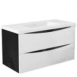 duschspa Waschtisch Waschbecken mit Unterschrank Waschtischunterschrank Smiley, Badmöbel in Breite 50/60/80/90/100 cm schwarz 101 cm x 56 cm x 47 cm