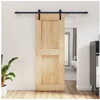 vidaXL Schiebetür rechts 80 x 210 cm Natürlich/Schwarz