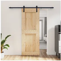 vidaXL Schiebetür rechts 80 x 210 cm Natürlich/Schwarz