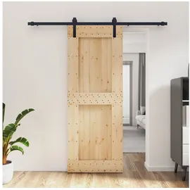 vidaXL Schiebetür rechts 80 x 210 cm Natürlich/Schwarz