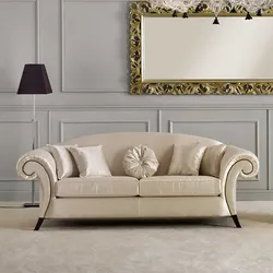 Dreisitzer Couch klassisch in Beige und Dunkelbraun 240 cm breit