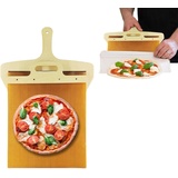 VCTKLN Sliding Pizza Peel, Pala Pizza Scorrevole, Verschiebbarer Pizzapfannen, Verschiebbare Pizzaschaufel, Der Pizzaschieber, Der Pizza Perfekt überträgt, Pizzaschieber mit Griff