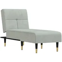 vidaXL Chaiselongue, Recamiere Verstellbar Multifunktional, Relaxliege Sofa Metallbeine, Schlafsofa Gästebett Wohnzimmer, Modern, Hellgrau Samt