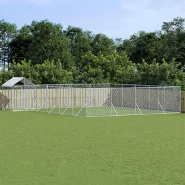 vidaXL Outdoor-Hundezwinger mit Dach 10 x 8 x 2,5 m Stahl Silber
