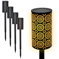 Spetebo LED Solar Gartenfackel mit Blumen Muster 49 x