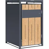 AXI Luke Mülltonnenbox Anthrazit/Holzoptik aus Metall - 1 Tonne | Mülltonnenverkleidung mit Deckel für 1 Tonne - Max. 240L - 68 x 80 x 116 cm | ... - Grau