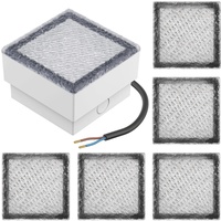 ledscom.de 6 Stück LED Pflasterstein Bodeneinbauleuchte CUS für außen, IP67, eckig, 10 x 10cm, warmweiß