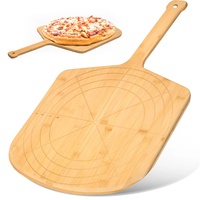 Loftern Holz Pizzaschieber 40 cm Pizzaschaufel mit eingravierten Größen - Mehrzweck Schneidebrett, Holzschieber für Pizza und Brot mit Größenführer und Schneidhilfe, Pizzaheber mit Gravur