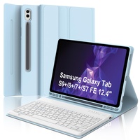 SENGBIRCH Tastatur für Samsung Galaxy Tab S9+ mit Hülle für S8+/S7+, S7FE 12,4 Zoll, Schutzhülle für Samsung Galaxy Tab S9 Plus mit Tablet-Tastatur, italienisches Layout, magnetisch, Hellblau