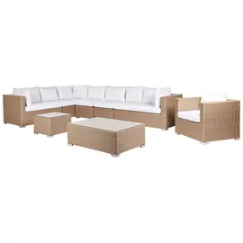 Beliani Lounge-Set 8-tlg. Sandbeige/Weiß