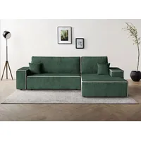 Ecksofa Erni 275 cm Corner Schlafsofa stilvoll Loungesofa mit Schlaffunktion und Bettkasten Polsterecke aus Cord-Bezug, Stoff: poso 14 - grün, Ott... - Grün