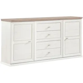 hom'in Sideboard 180 x 89 x 43 cm Grau / Weiß