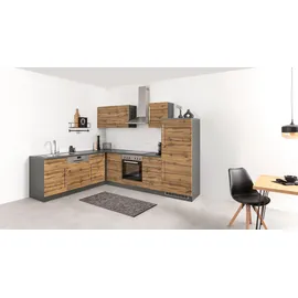 kochstation Winkelküche L-Form 280 cm braun