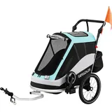 AIYAPLAY 2 in 1 Fahrradanhänger & Buggy Faltbar Kinderfahrradanhänger mit 5-Punkt Gurt Reflektoren 16-Zoll-Luftreifen Bremse Stauraum Fahrrad Anhänger für Kinder ab 12 Monaten max. 18kg   Aosom