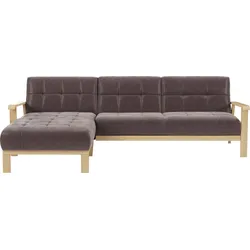 Ecksofa SIT & MORE "Billund L-Form", braun, B:264cm H:88cm T:183cm, 100% Polyester, Sofas, Armlehnen aus Buchenholz in natur, verschiedene Bezüge und Farben