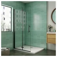 Duschparadies Dusch-Falttür H:195cm Schwarz Falttür Scharniertür Duschtür Duschabtrennung, 70x195 cm, Easyclean Sicherheitsglas, beidseitig montierbar 70 cm x 195 cm