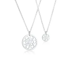 Elli Ketten-Set »Halskette Blume des Lebens Mutter Tochter 2er Set Silber« Elli Silber 45