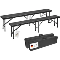 Lemodo Klappbank 2er Set, Rattan-Optik, 180 cm, Bierzeltbank schwarz