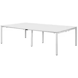 Paperflow easyDesk Doppelschreibtisch weiß rechteckig, 4-Fuß-Gestell weiß 240,0 x 166,0 cm