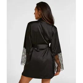 Hunkemöller Bademantel Satin Kimono Schwarz M/L