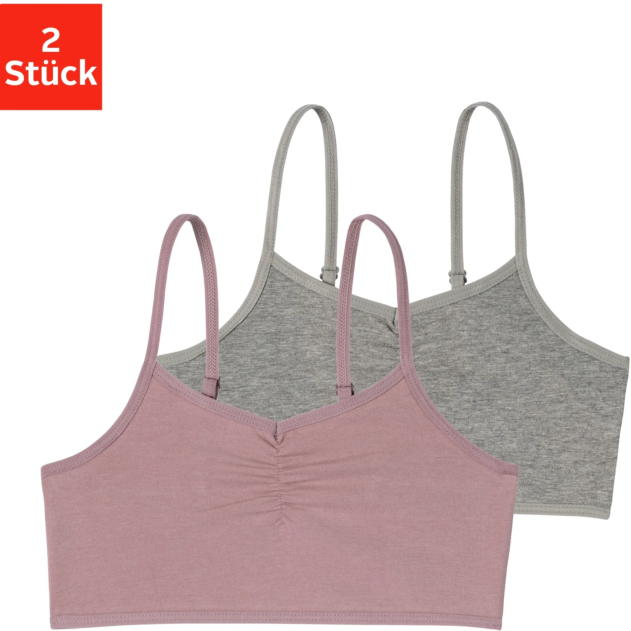 Bustier BUFFALO, Mädchen, Gr. 170/176, N-Gr, lila (mauve, grau, meliert), Jersey, Obermaterial: 92% Baumwolle, 8% Elasthan (LYCRA), unifarben, Basic, körpernah, BHs Bustier, mit verstellbaren Trägern, unifarben oder bedruckt