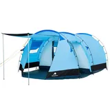 CampFeuer Zelt Super+ für 4 Personen | Blau/Schwarz | XXL Tunnelzelt mit 2 Eingängen und Vordach, 3000 mm Wassersäule | Zelt mit Vorzelt und Bodenplane, Gruppenzelt, Campingzelt, Familienzelt