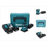 Makita Exzenterschleifer DBO 481 RTJ Akku Schwingschleifer 18 V 112 x 102 mm + 2x Akku 5,0 Ah