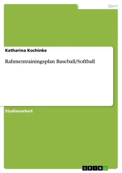 Preisvergleich Produktbild Rahmentrainingsplan Baseball/Softball