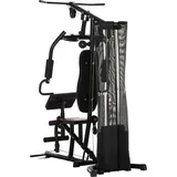 HOMCOM Kraftstation, Multifunktionale Fitnessstation mit Latzug- & Butterflystange, Hantelbank, Brustpresse, Curler, Fitnessgerät mit 45 kg Gewichtsblöcken für Zuhause, Schwarz   Aosom