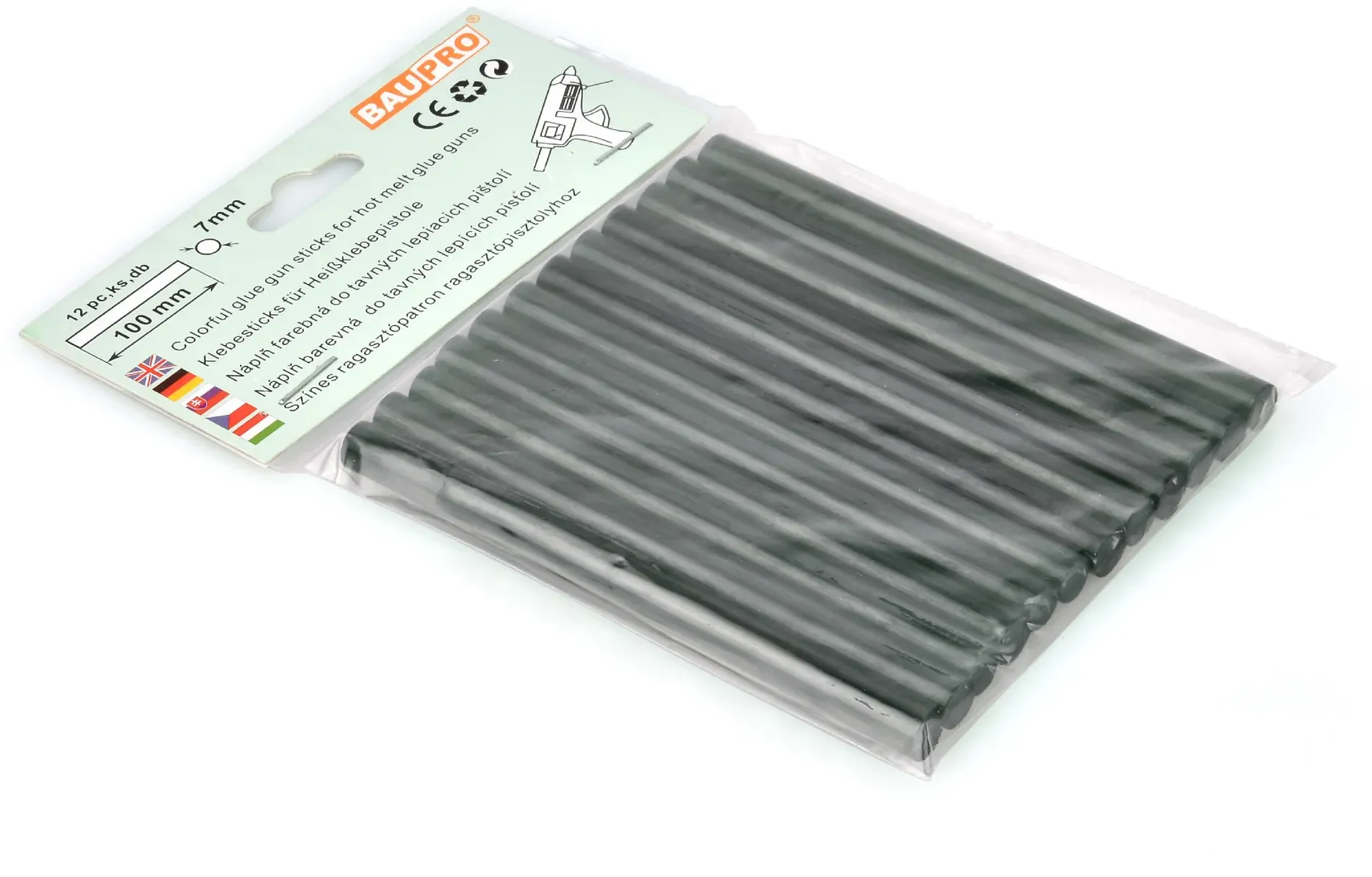 7mm Schwarz | 12er Pack | Klebesticks Baupro