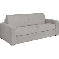 Vente-unique - Schlafsofa mit Matratze 4-Sitzer - Liegefläche Lattenrost mit breiten Latten 160 cm - Matratze 14 cm - Bouclé-Stoff - Hellgrau - calito