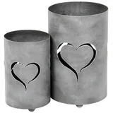 levandeo Kerzenlaterne 2er Set Metall Grau