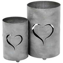 levandeo Kerzenlaterne 2er Set Metall Grau