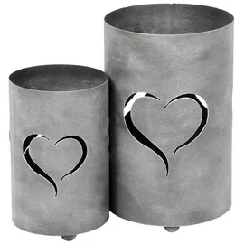 levandeo Kerzenlaterne 2er Set Metall Grau