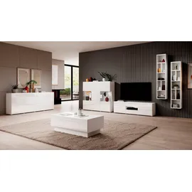 INOSIGN Sideboard »Toledo,Breite 208cm,moderne Kommode mit dekorative Fräsungen,grifflos«, Kombikommode mit viel Stauraum, Einlegeböden verstellbar weiß