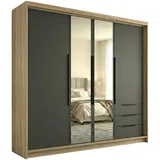 A&J MöbelLand Drehtürenschrank VIVO 200 x 215 x 59,5 cm Braun/Graphit