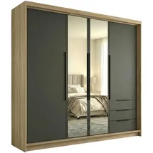 A&J MöbelLand Drehtürenschrank VIVO 200 x 215 x 59,5 cm Braun/Graphit
