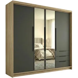 A&J MöbelLand Drehtürenschrank VIVO 200 x 215 x 59,5 cm Braun/Graphit