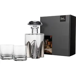 Gläser-Set EISCH "GENTLEMAN, Made in Germany", silber (transparent, platin), 3 tlg., Kristallglas, Trinkgefäße, mundgeblasen, in Handarbeit mit echtem Platin veredelt, 3-teilig