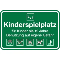 Dreifke® Hinweisschild, Spielplatzschild, Kinderspielplatz bis 12 Jahre, 400 x 600 mm, Aluverbund 1 Stk.