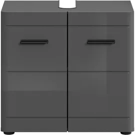 WELLTIME Waschbeckenunterschrank WELLTIME "Doux, Breite 60 cm, 2 Türen, 1 Einlegeboden, geteilte Rückwand", grau (grau, grau hochglanz), B:60cm H:56cm T:34cm, FSC-zertifizierter Holzwerkstoff, Schränke, Waschbeckenunterschrank, MDF Front, Badschrank, Bad-Möbel,