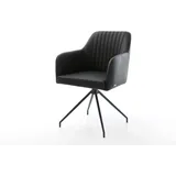 DELIFE Esszimmerstuhl Greg-Flex Echt-Leder Schwarz Kreuzgestell konisch Schwarz Taschenfederkern, Esszimmerstühle