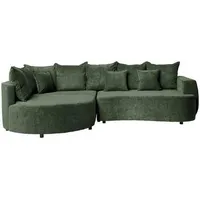 Carryhome Ecksofa, Dunkelgrün, Textil, 3-Sitzer, Füllung: Schaumstoff, Ottomane links, L-Form, 307x194 cm, Stoffauswahl, seitenverkehrt erhältlich, Schlafen auf Sitzhöhe, Wohnzimmer, Sofas & Couches, Wohnlandschaften, Ecksofas