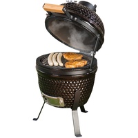 Rosenstein & Söhne Keramikgrill: 2in1-Kamado-Keramik-Kugelgrill & Smoker, Thermometer, Lüftung, Ø 27 cm (Kamado Grill, Holzkohlegrill, Grillspiesse)