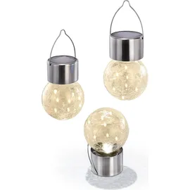 esotec Solar Hängeleuchten 3er-Set Crackle Balls warmweiß 102309