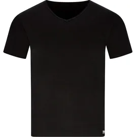 Bruno Banani V-Shirt BRUNO BANANI "FINE RIB", Herren, Gr. S, schwarz, Feinripp, Obermaterial: 96% Baumwolle, 4% Elasthan, unifarben, Basic hüftbedeckend, V-Ausschnitt, Shirts, Feinripp, Kurzarm, V-Neck, Cotton-Mix