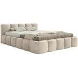 Selsey Polsterbett 180x200 cm, wasserabweisender Samt, Hellbeige - Maße B: 200 H: 72