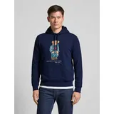 Hoodie mit Label-Print, Marine, L